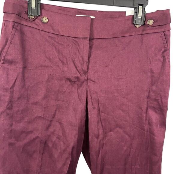 Ann Taylor Loft Marisa Ankle Linen Cotton Blend Plum Stretch Pants NWT sz 4 - Picture 7 of 16
